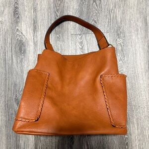 Cracker Barrel Rich Brown Leather Shoulder Bag